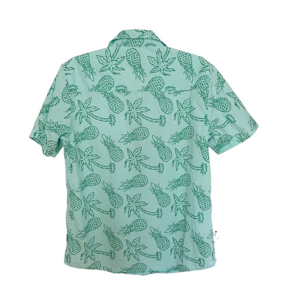 Cornerstone Bodega Aqua Pineapple Print Button Down Shirt Medium - Picture 3 of 5
